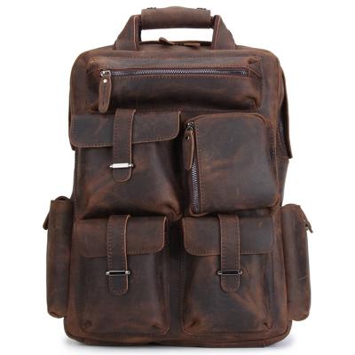 China Multifunctional Weekender Casual Sports Backpacks Men Crazy Horse Leather Backpack Hike Bag For Journal for sale