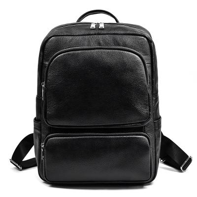 China Classic Black Waterproof Outdoor Rucksack Unisex Lychee University Leather Backpack For Daily School for sale