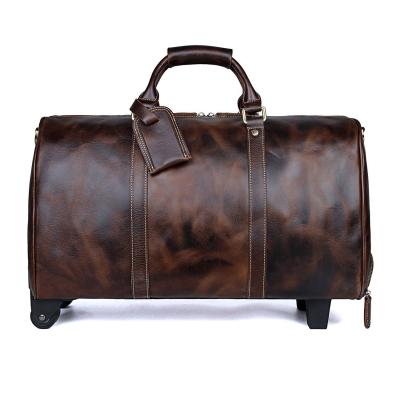 China multifunctional & Durable Luxury Stylish Duffel Bag Men Luggage Travel Bag Genuine Leather Pull Rod With Pulley To Weekender for sale