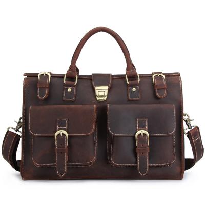 China Luufan Men GENUINE LEATHER Crazy Horse Leather Briefcase For 15