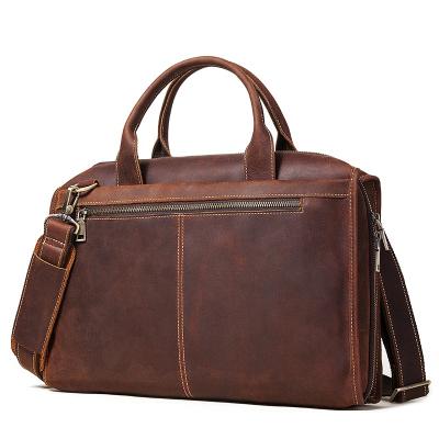 China Wholesale Genuine Leather Crazy Horse Genuine Leather Men's Genuine Leather Laptop Handbag 15.6 Inch Briefcase for sale