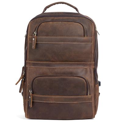 China Multifunctional Customize Logo Vintage Rucksack Men Genuine Leather Travel Backpack For Outdoor for sale