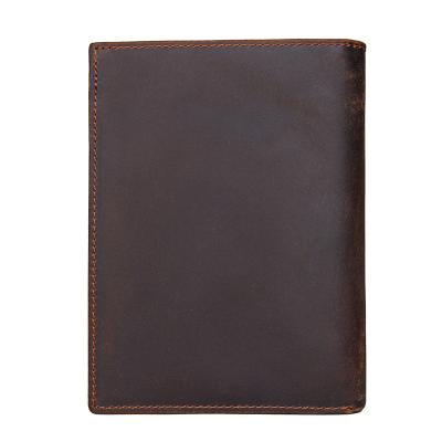 China Hot Selling Retro Fashion Crazy Horse Passport Multifunctional Card Holder Leather Wallet Bag Men and Women's Short Wallet for sale