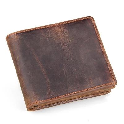 China Crazy Horse Fashion Men's Short Wallet Wholesale Card Holder Leather Wallet for sale