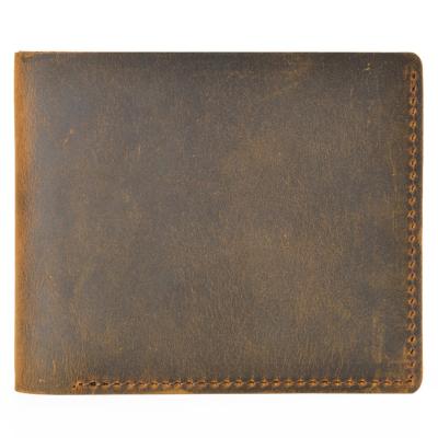 China Retro Fashion Minimalism Men Crazy Horse Leather Short Wallet Top Layer Cowhide Leisure Cowhide Wallet for sale