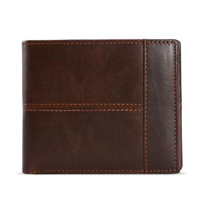 China Fashion Men Factory Custom Made Good Quality Cowhide Leather Bifold Short Purse Wallet for sale