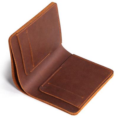 China Crazy Horse Retro Men's Minimalist Wallet Hot Sale Leather Short Wallet Card Holder Wallet for sale