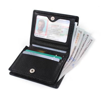 China Fashion Vintage Genuine Leather Bifold Wallet RFID Blocking Men's Pocket Wallet Short Wallet for sale