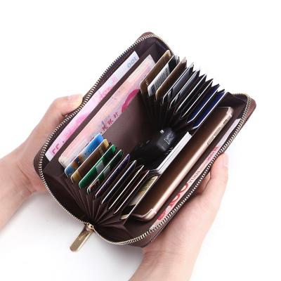 China Fashion Men's Handmade Hot Sale Cell Phone Purse Card Holder Wallet Genuine Leather Long Wallet for sale