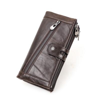 China Wholesale Vintage Long Wallet Cowhide Leather Wallet For Men Genuine Leather for sale