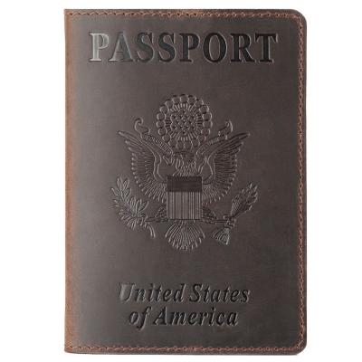 China Vintage Hot Sale Crazy Horse Passport Card Holder Luxury Colorful Leather Wallet for sale