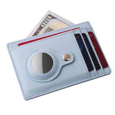 China High Quality Vintage Business Card Holder Slim Unisex Genuine Leather Airtag Card Holder for sale