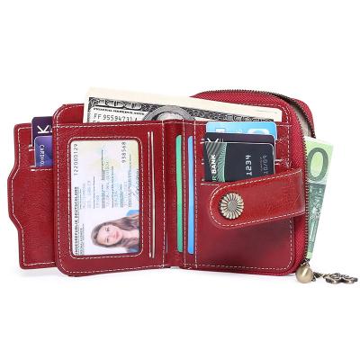 China Vintage 12 Colors High Quality Lady Genuine Leather Business Card Holder Case Wallet for sale