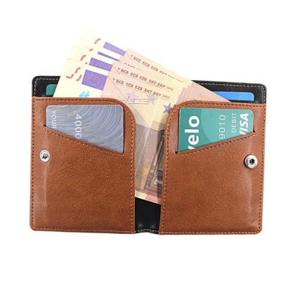 China Rfid Card Holder Fashion Factory Simple Men's Identification Bifold Card Holders Genuine Leather Wallet For Diary for sale