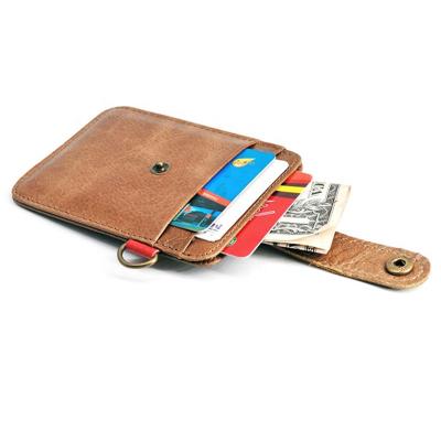 China Newest Vintage Custom Slim Genuine Leather Card Holder Credit Card Holder Men Card Holder Wallet for sale