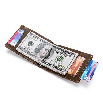 China Newest Fashinable High Quality Classic Genuine Leather Slim Money Clip Wallet With Card Holder for sale