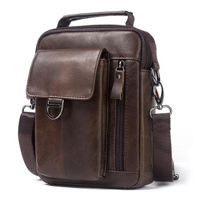 China Vintage Mens Scare Cell Phone Bag Vintage Leather Cross - Body Bag Small Shoulder Bag for sale