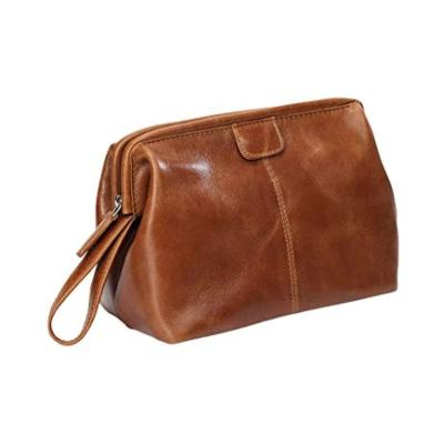 China Vintage Customize Stylish Casual Oil Wax Travel Bag Mens Toiletry Bag Leather Toiletry Bag For Outdoor for sale