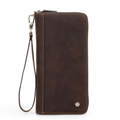 China Large Capacity Crazy Horse Men Leather Clutch Bag Evening Clutch Bags With Wrist Strap Zipper Genuine Leather Clutch Bag for sale