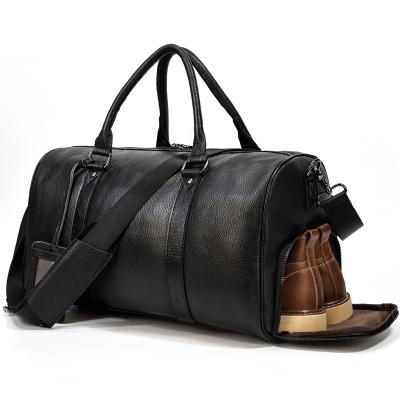 China Japan Style Coffee Waterproof Luggage Bag Casual Genuine Leather Men Travel Weekender Bag For Outdoor for sale