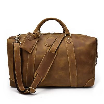 China High Quality Expandable Brown Crazy Horse Capacity Duffel Bag Stylish Men Leather Leather Travel Bag For Outdoor for sale