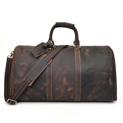 China 23 Inch Large Capacity Sports Duffel Bag Men Multifunctional Genuine Leather Travel Bag For Weekender for sale