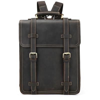 China New style vintage school bag backpack multifunctional stylish outdoor genuine leather laptop bag for men for sale