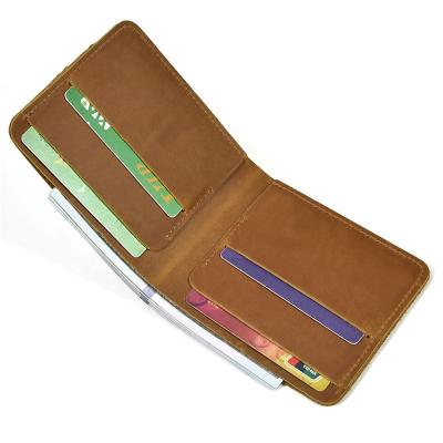 China Simple Luxury Men's Card Holder Pocket Wallet Genuine Leather Handmade Slim Wallet Short Wallet for sale