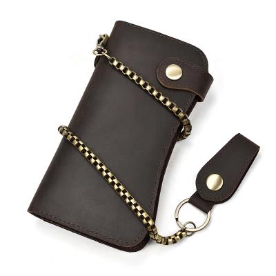 China Fashion Anti-theft Men Scare Leather Black Cell Phone Card Holder Wallet Anti-theft Zipper Wallet Purse Long for sale