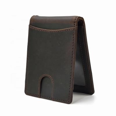 China Vintage Sale Well Card Holder Wallet Vintage Crazy Horse Men's Money Clip Bifold Leather Wallet for sale