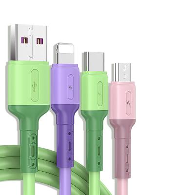 China Wholesale Green Yellow Red USB 3.0 Lightning Type C + Usb Data Transfer Charge To Micro Usb Cable for sale