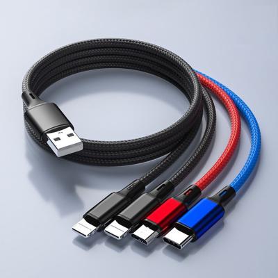 China Usb Cable 4 In 1 Nylon Braided Aluminum Alloy 3 In 1 4 In 1 Red Wire USB Data Cable , Multi 3 In 1 Cable Charger for sale