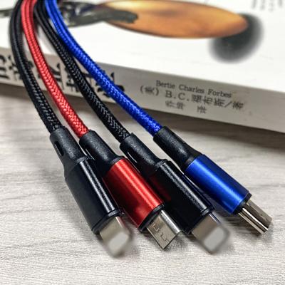 China 4 in 1 Charging Cable for iPhone Type C Mico Android for Samsung Mobile Phone Charger Cable for iphone 4 4s 5 6 7 8 11 Cable Original 3 in 1 USB Cable for sale