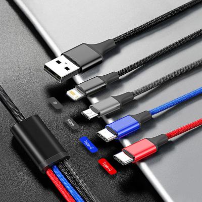 China 4 in 1 Cable Charger 4 in 1 USB 2.0 A Male to Micro USB Male Mobile Phone Cable Charging Power Splitter 4 USB Charging Cable 4 in 1 for sale