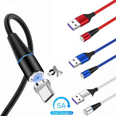 China USB 3.0 Fast Charge + Data Transfer Led 3 In 1 Micro Magnetic Magnetic USB Data Cable Braided USB C Charging Fast Charging Round Cable for sale