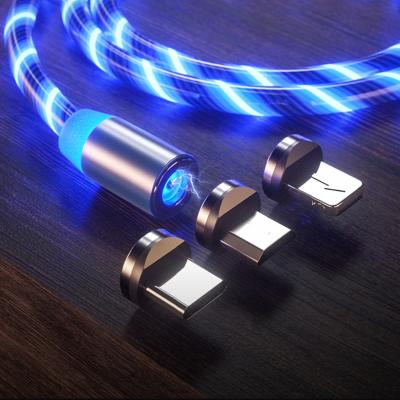 China Magnetic USB 3.0 Data Cable Led Magnetic USB Cable 5A For iPhone Magnetic Mic 3 in 1 USB Charging Cable for sale