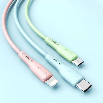 China Logo 1.2M Macaron Soft Liquid USB 3.0 KUULAA Multi Type C 2.4A 4 Micro Data Cable Custom Color Silicone 4 in 1 Usb Charging Cable for sale