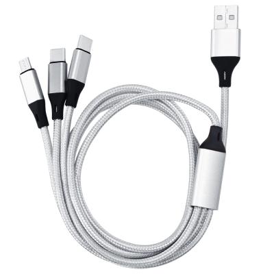 China MP3/MP4 Player Usb Cable 3 In 1 Cable Micro Usb 2.4a Fast Charging Cable For Braided Nylon for sale