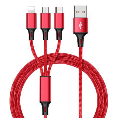 China MP3/MP4 player high quality cheap charging 3 in 1 wholesale usb cable price usb nylon cable for iphone android type c for sale