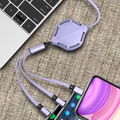 China USB 3.0 2.4a Data Connect Data Cable Green Red Yellow Purple 3 In 1 Usb Cable Charger for sale