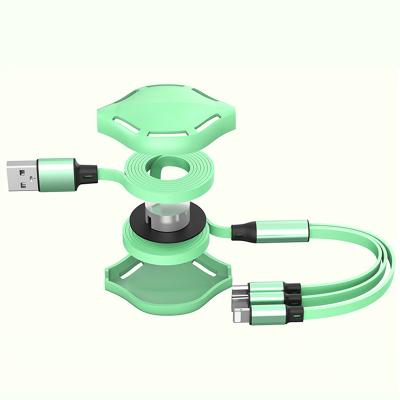 China Type C Silica Gel USB 3.0 Telescopic Function Easy To Carry 3 In 1 Usb Cable Charger Easy To Carry Usb To Usb C Cable for sale