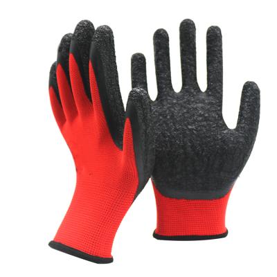 China Lightweight Coating Black Polyester Latex Work Gloves Scaffolding Gloves Mechanical Latex Coated Gloves for sale