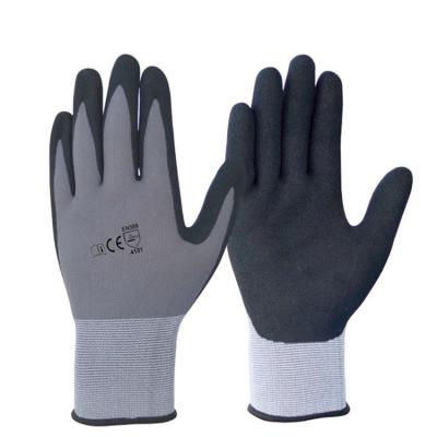 China Sandy Nitrile Gloves Sandy Lightweight Nylon Knitted Nitrile Coated Gloves Work Gloves for sale