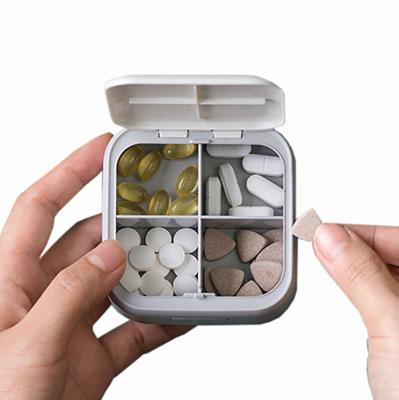 China Plastic Hygienic Convenient Box 4 Cell Pill Design Storage Box Detachable Medicine Case Organizer for sale