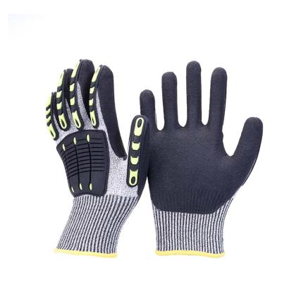 China Breathable Stretchy Mechanic Gloves Construction Impact Proof TPR Gloves Guante de Impacto Anti Sandy Nitrile Cut Resistant Oil Field Shock for sale