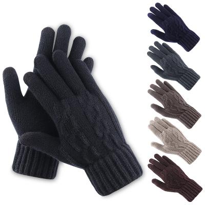 China Women Breathable and Comfortable Anti-skid Thermal Soft Liner Elastic Cuff Men Texting Warm Acrylic Fleece Touch Screen Winter Knit Gloves for sale