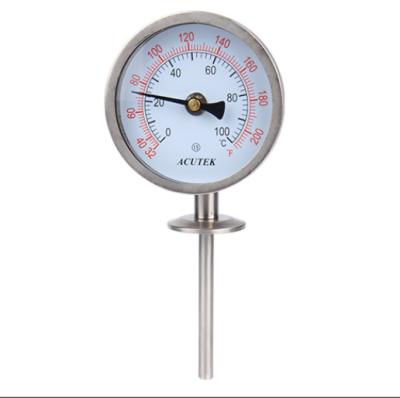 China 304 stainless steel Quick-loading type stainless steel thermometer WSS414W bimetallic pipeline thermometer for boiler industry for sale