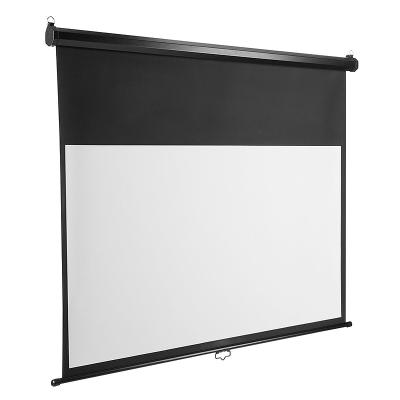 China Manual Projector Screen with Carry Bag and Strong Tie Black Pull Down Manual Projector Screen 120 16:9 HD Home Theater Outdoor Indoor Matte White Projection Screen Thumb Self-Locking for sale