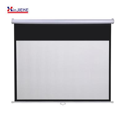 China Wall Mounted 100inch Single Manual Pull Down Projector Screen , Cheap Wall / Ceiling Mount Projection Screens With Good Price for sale