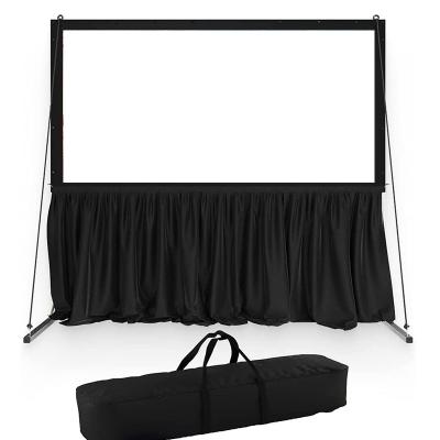 China Frame 84-300inch Projector Screen With Stand Outdoor Cinema Portable Quick Foldable Projector Screen With Dress Skirt for sale